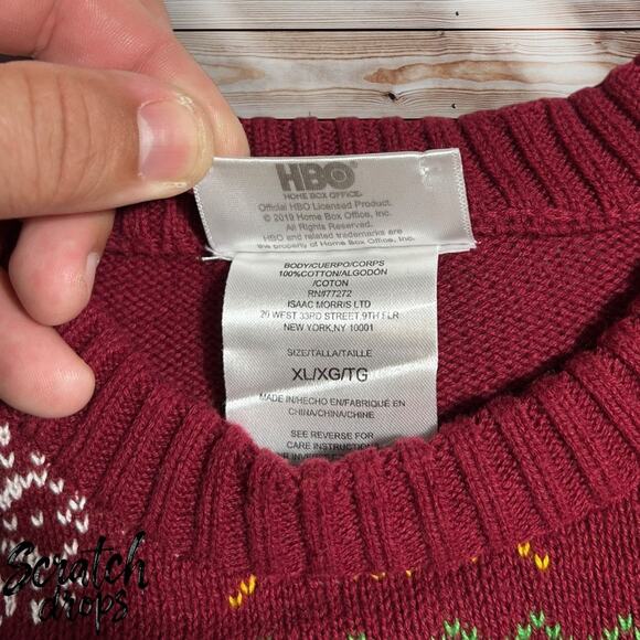 Game of Thrones Ugly Christmas Sweater I Drink & I Know Things XL Red GOT M05 - Picture 3 of 4